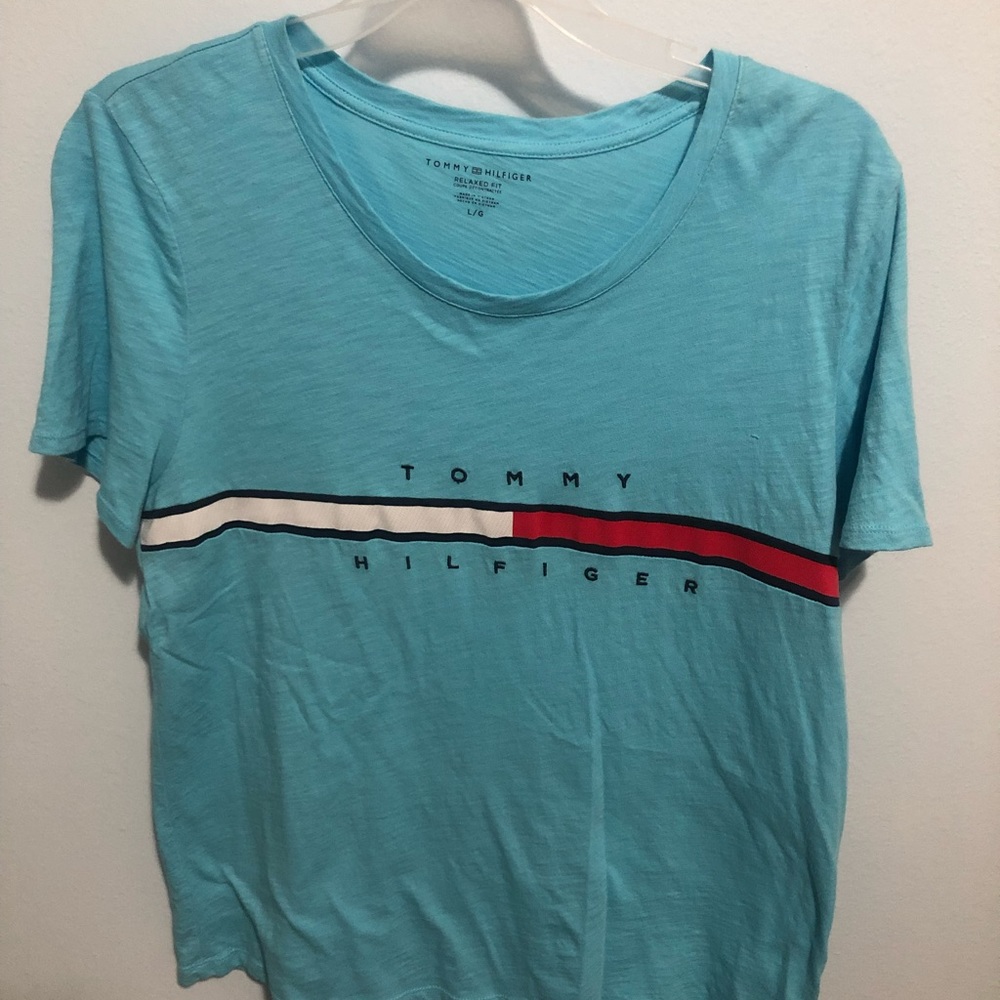Tommy Hilfiger Women’s Teal Short Sleeve Size Large, Like New Condition